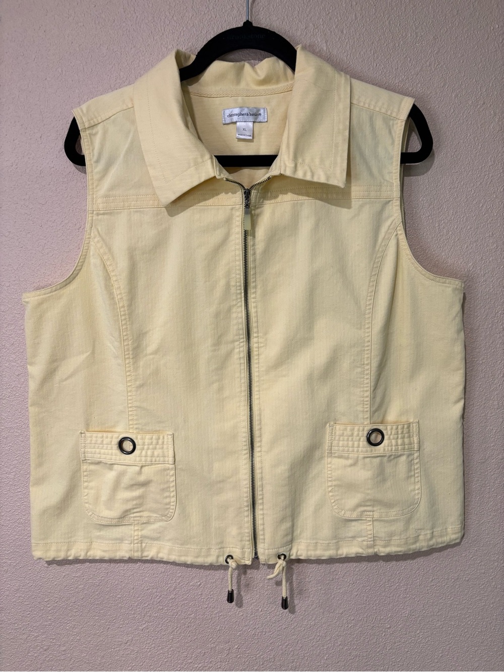 Christopher & Banks Light Yellow Girls' Zip Front Vest